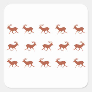 Bruin deer Walking Festive Pattern Vierkante Sticker