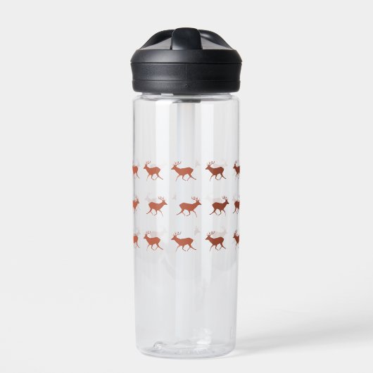 Bruin deer Walking Festive Pattern Waterfles (Voorkant)