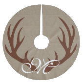 Bruin der Antlers Faux Burlap Monogram Boom Kerstboom Rok (Voorkant)