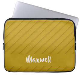 Bruin, diagonaal getextureerd plastic, douanenaam laptop sleeve
