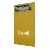 Bruin, diagonaal getextureerd plastic, douanenaam mini klembord (Angled2)