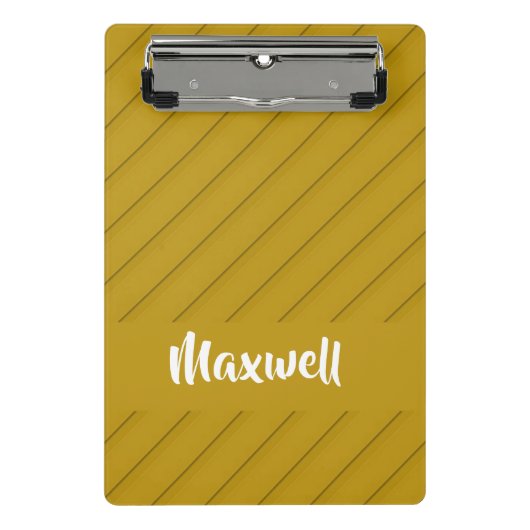 Bruin, diagonaal getextureerd plastic, douanenaam mini klembord (Voorkant)