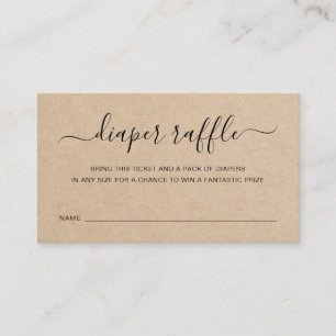 Bruin diaper Raffle Geslacht Neutraal Baby shower Informatiekaartje