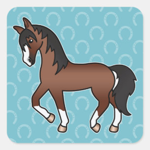 Bruin Dravend Tekenpaard Vierkante Sticker