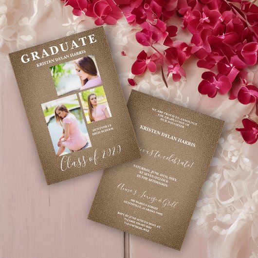 Bruin drie foto's Afstuderen van het collage