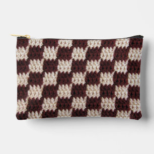 Bruin Ecru geruit patroon Artisan Haakprint Etui