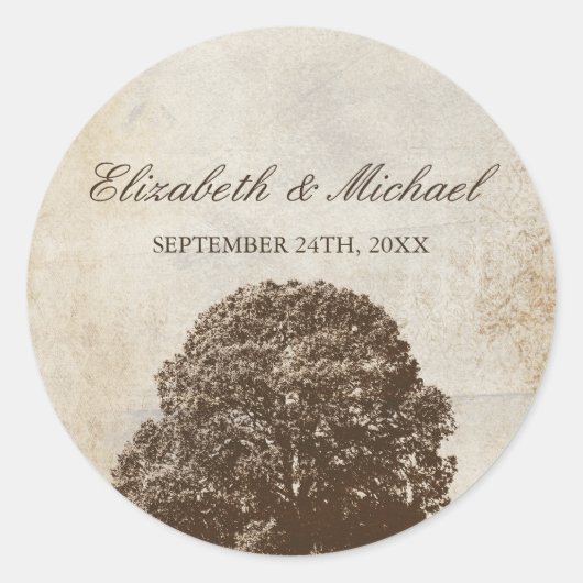 bruin eiken herfst bruiloft gunst label (Voorkant)