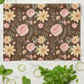 Bruin Elegant Wildbloempatroon Theedoek (Gevouwen)