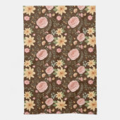 Bruin Elegant Wildbloempatroon Theedoek (Verticaal)