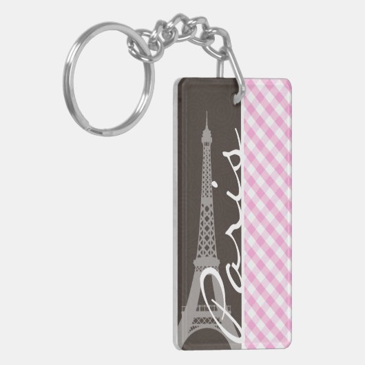 Bruin-elroesttoren en roze speldenband sleutelhanger (Voorkant Links)