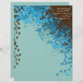 Bruin en Aqua Blue Leaves Letterhead Briefhoofd Ontwerp (Voorkant / Achterkant)