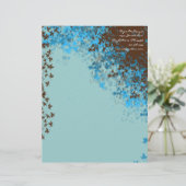 Bruin en Aqua Blue Leaves Letterhead Briefhoofd Sjabloon (Staand voorkant)