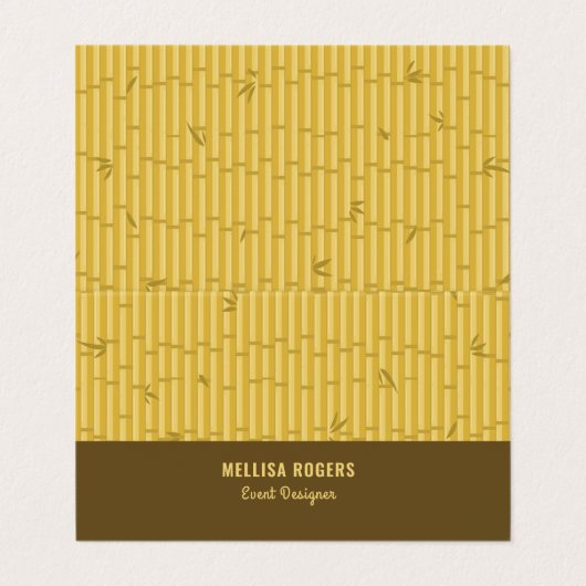 Bruin en Beige Bamboe Houten Achtergrond Visitekaartjes (Buitenkant ongevouwen)