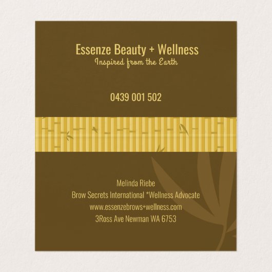 Bruin en Beige Bamboe Houten Achtergrond Visitekaartjes (Binnenkant ongevouwen)