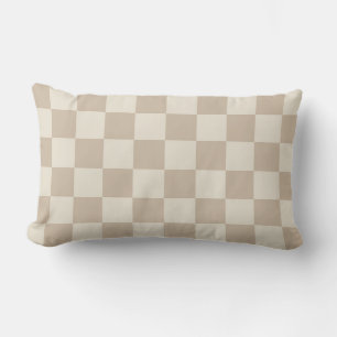 Bruin en Beige Checkerboard Kussen