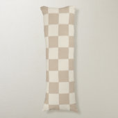 Bruin en Beige Checkerboard Lichaamskussen (Voorkant Verticaal)
