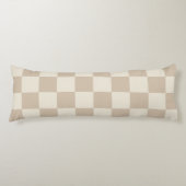 Bruin en Beige Checkerboard Lichaamskussen (Voorkant)
