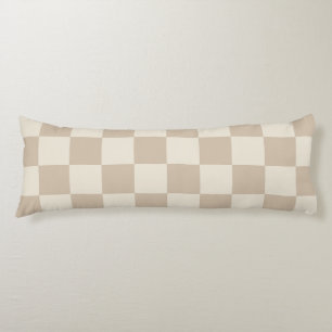 Bruin en Beige Checkerboard Lichaamskussen
