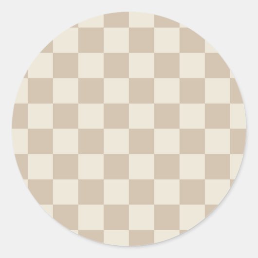Bruin en Beige Checkerboard Ronde Sticker (Voorkant)