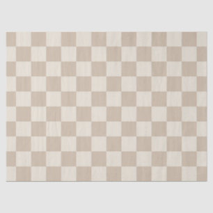 Bruin en Beige Checkerboard Tissuepapier