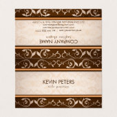Bruin en beige damast patroon visitekaartjes (Buitenkant ongevouwen)