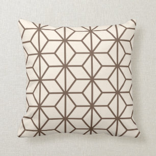 Bruin en beige geometrisch art decopatroon kussen