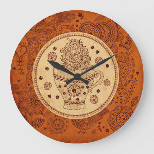 Bruin- en beige koffieontwerpers grote klok