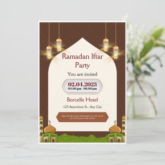 Bruin en Beige Modern Ramadan Big Event Save The Date (Staand voorkant)