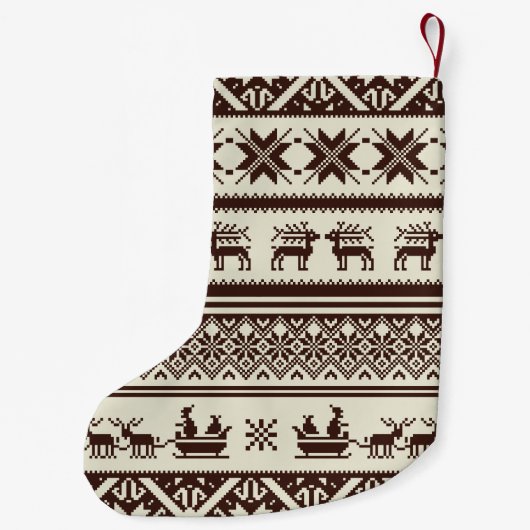 Bruin en beige Ugly kerstSweater - Jouw naam Kleine Kerstsok (Achterkant)