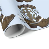 Bruin en Blauw Cowboy Boot Gift Wrap Cadeaupapier (Rol Hoek)