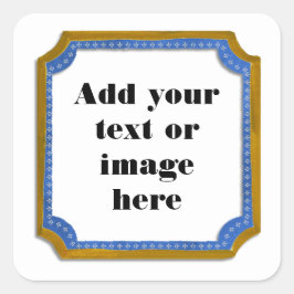 Bruin en Blauw Frame Voeg je tekst sticker toe