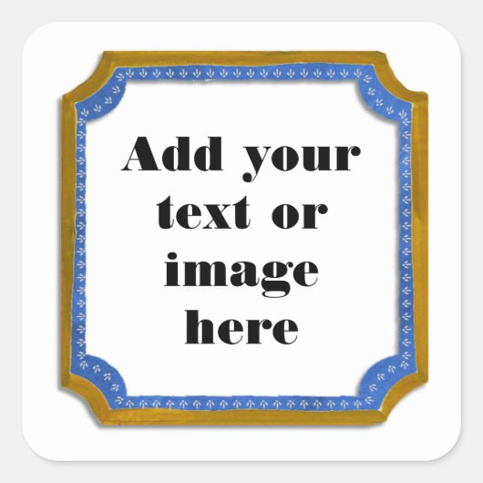 Bruin en Blauw Frame Voeg je tekst sticker toe (Voorkant)