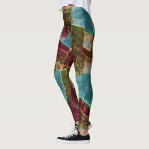 Bruin en blauw gespikkelde kartonnen was leggings