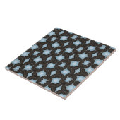 Bruin- en blauw patroonafdrukken tegeltje (Zijkant)