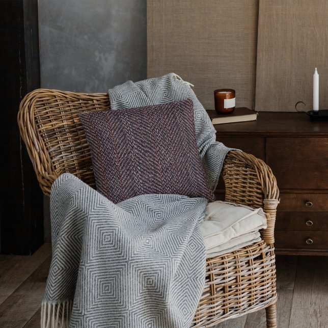 Bruin en Blauw Tweed Afbeelding Sierkussen (Brown and Blue Tweed Image Throw Pillow)