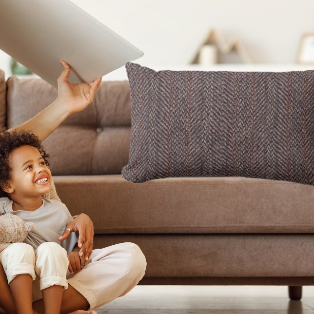 Bruin en Blauw Tweed Afbeelding Sierkussen Lumbar Kussen (Brown and Blue Tweed Image Throw Pillow Lumbar)