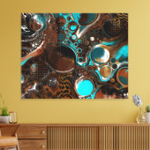 Bruin en blauwe marmer blauw canvas afdruk (Insitu (Woonkamer))