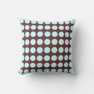 Bruin en blauwgroen modern kussen polka dot