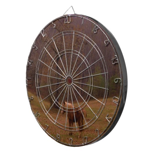 Bruin en blond paard in een veld dartbord (Voorkant Rechts)