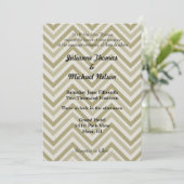 Bruin en crème Chevron bruiloft Kaart (Staand voorkant)