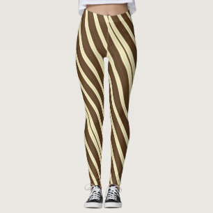 Bruin en crème diagonaal gestreept leggings