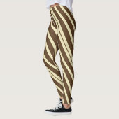 Bruin en crème diagonaal gestreept leggings (Links)