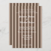 Bruin en crème strepen bruiloft kaart (Voorkant / Achterkant)
