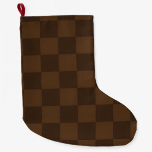 Bruin en donkerbruin geruit tijdloos warm vintage grote kerstsok