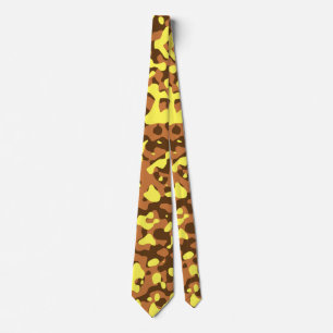 Bruin en Geel Desert Camouflage Patroon Stropdas