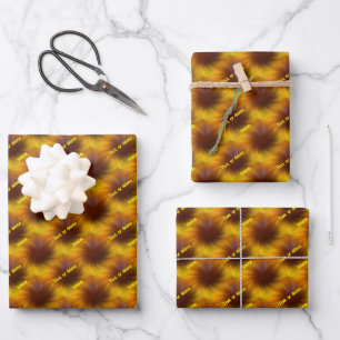 Bruin en geel wervelt Abstract gepersonaliseerd Inpakpapier Vel