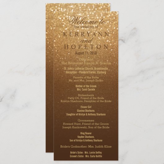 Bruin en Goud Glitter Programma (Voorkant / Achterkant)