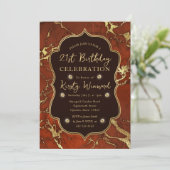 Bruin en Goud Herfst Herfst Marmer 21e Verjaardag Kaart (Staand voorkant)
