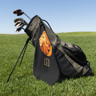 Bruin en goud Leo sterrenbeeld zwart Golfhanddoek