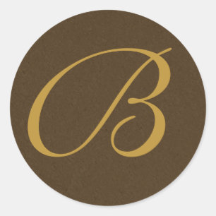 bruin en goud Monogrammed Envelope Seals Ronde Sticker